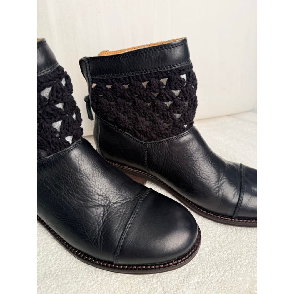 Women's Latigo Black Leather Crochet Ankle Boots Booties Size 8.5 - Picture 5 of 8
